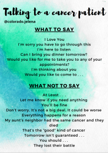 List of what to say and what to say to a cancer patient